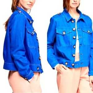 Free People Eisenhower denim jacket coastal beachy bohemian size medium preppy